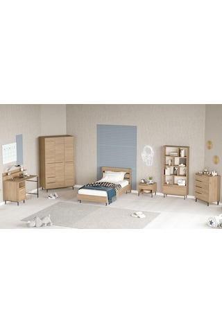 Robin Home Lidya Genç Odası Takımı 6'lı Set Sepet Kahverengi