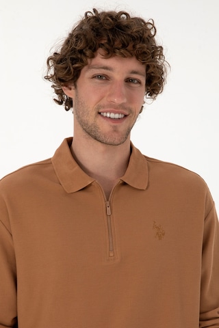 U.S. Polo Assn. Erkek Comfort Fit Yarım Fermuarlı Camel Sweatshirt 50313754-VR233