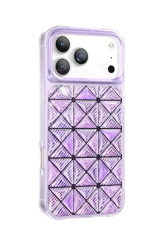 İphone 18 Pro Max Uyumlu Kılıf 3d Buz Blok Desenli Zore Paris Kairo Tpu Kapak Mor