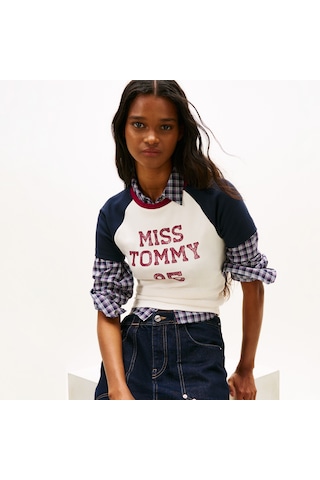 Tommy Hilfiger Slim Fit Miss Tommy Kadın Beyaz T-shirt Dw0dw22536 Beyaz