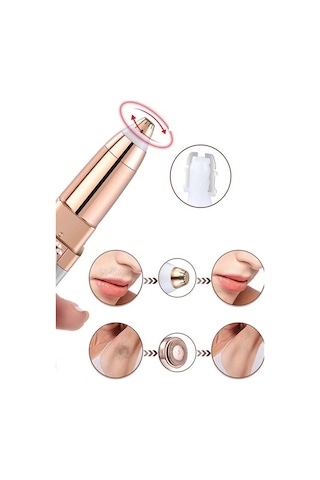 Markafox Luxury 2 Başlıklı Şarjlı Işıklı Kaş Bıyık Tüy Alma Epilasyon Aleti + Mini Parfüm Şişesi