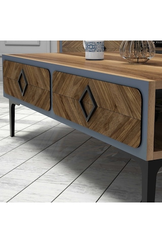 Variant Samba Orta Sehpa - Ceviz/Mavi