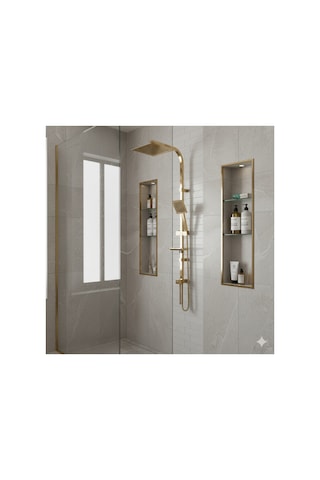 Gold Kare Tall Sistem Duş Seti Altın