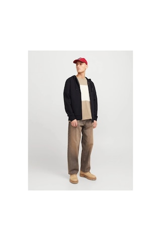 Jack & Jones Jack&jones 12265177 Jjecorp Logo Sweat Zıp Hood Black Sweat Siyah