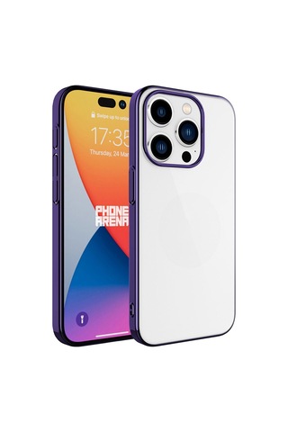 Zeyline Apple Uyumlu iPhone 15 Pro Sert Pc Renkli Çerçeveli Zore Riksos Kapak-derin Mor