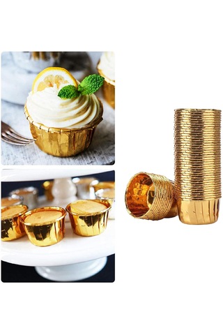 Suntek 50 Parça Cupcake Gömlekleri Muffin Vaka Sarıcı Altın