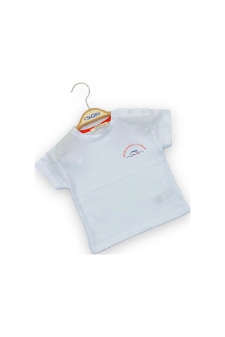 Çikoby Erkek Bebek Wonderful Ocean Yazılı Pamuklu Tshirt-11667 Beyaz