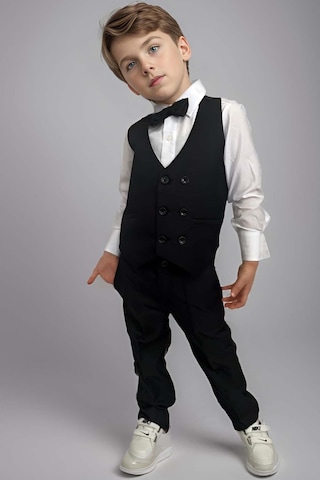 Riccotarz Erkek Bebek Takım Elbise Siyah Yelekli Alt Üst Takım 001