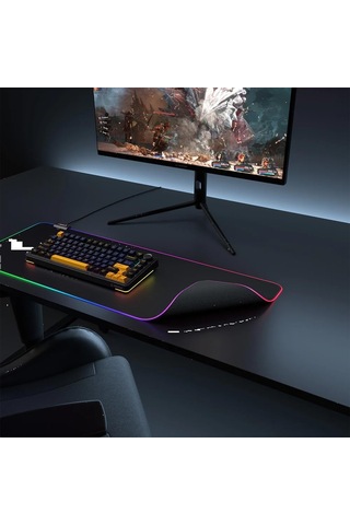 Mp22 Rgb Led'li Gaming Mouse Pad Xl Mouse Pad Tam Boy, 300x800x3 Mm, Siyah