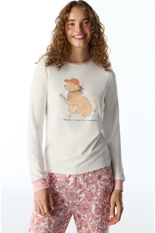 Penti Kırık Beyaz Countryside Köpek Desenli Uzun Kollu Tişört Pijama Üstü