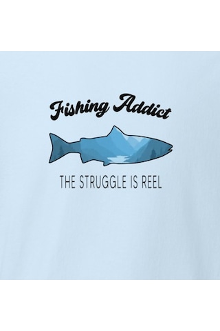 Wildstyle Fishing Addict Struggle Is Reel Balıkçılık Esprili Baskılı Unisex Bisiklet Yaka Pamuklu Tişört Bebek Mavisi