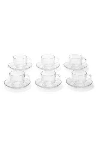 Lüks Desenli Cam Espresso / Türk Kahvesi Fincanı Seti 6 Lı Beyaz