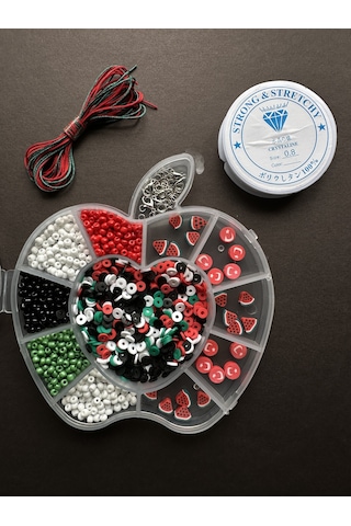 Karpuz Figür Boncuklu Elma Desenli Kutuda Takı Yapım Seti