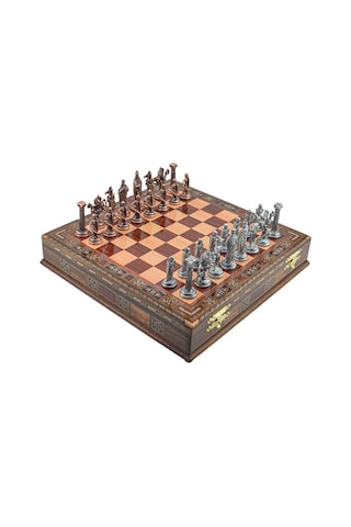 Gifthome Metal Satranç Takımı-seti büyük ingiliz antik gül sandık