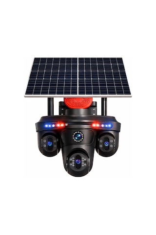 Provzen Fx-6015 4 Kameralı 3 Ptz + 1 Sabit 20mp 4g Sım Kartlı Güneş Enerjili Akıllı Güvenlik Kamerası Full Color Gece Görüş + Aov Kayıt