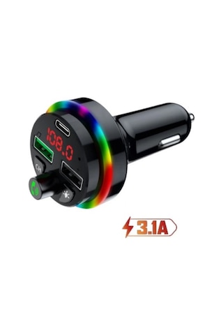 Concord C-6009 Bluetooth Görüşme Ve Müzik Dinleme Ekranlı Rgb Fm Transmitter Pd 3.1a Çift Usb Şarj