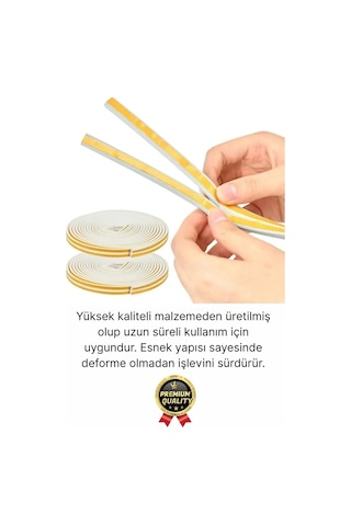 Güçlü Kendinden Yapışkanlı Kapı Pencere Soğuk Hava Geçirmez Yalıtım İzolasyon Beyaz Fitil 4 Metre Diğer