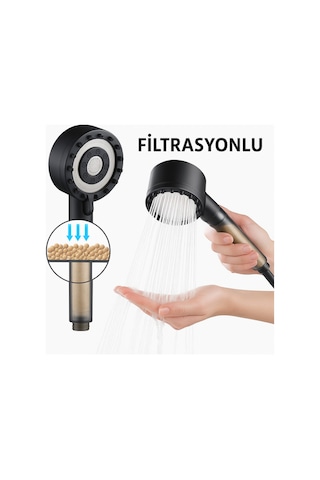 Yüksek Basınçlı Turbo Duş Başlığı Serisi Filtreli Tasarruflu Masajlı Duş Başlığı Siyah