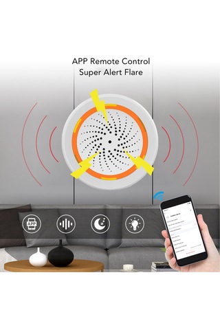 Springsun Ev Güvenliği Akıllı Ses Ve Işık Alarmı: 2.4ghz Kablosuz, 90db, Uzak Kumanda App İle, 18 Alarm Tonu, 55m Menzil