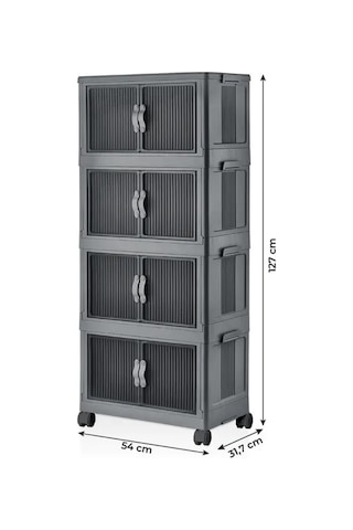 55 Lt Geniş Hacimli Organizer Dolap - 4 Bölmeli 127 Cm Çok Amaçlı Banyo Ve Mutfak Düzenleyici Siyah