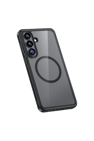 Galaxy S26 Uyumlu Kılıf M-safe Şarj Özellikli Benks Crystal Serisi Şeffaf Kapak Siyah Siyah