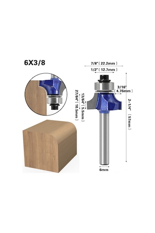 Hombey Ahşap İşleme İçin Profesyonel Dereceli Yuvarlak Uç Freze - Keskin Ve Hassas Kesişmeler Sağlar 6 3/8