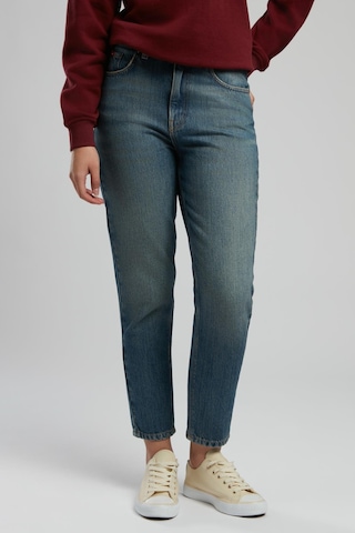 Marlyn Yüksek Bel Rahat Kesim Daralan Paça Mavi Kadın Jean Pantolon-21240 Denim