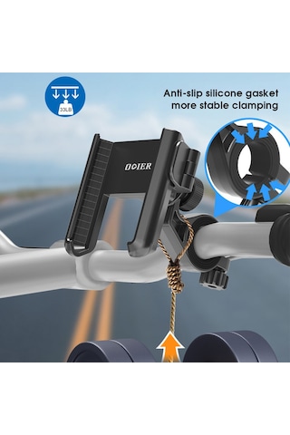 Odier Motosiklet - Bisiklet Telefon Tutucu 360 Derece Döndürme Telefon Siyah