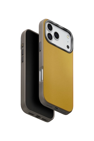 Apple Uyumlu iPhone 17 Pro Max Kılıf Lyden Ds Çift Ton Vegan Deri Magsafe Özellikli Magclick Business Kapak Sarı