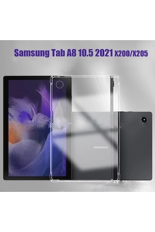 Samsung Uyumlu Galaxy Tab A8 10.5 X200 Kılıf Şeffaf Korumalı Lüx Silikon
