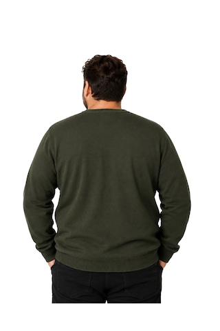 Battalmoda Erkek Büyük Beden Haki Bisiklet Yaka Pamuklu Kazak 3xl-4xl-5xl-6xl