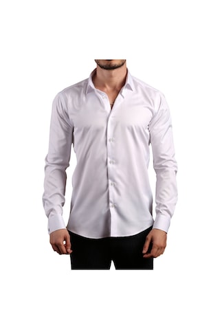 Dicotto Beyaz 8 Drop Ekstra Uzun Kol Dar Kesim Micro Kumaş Kol Düğmeli Slim Fit Erkek Gömlek - 197-1 001