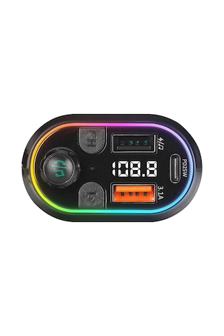 S-link Sl-bt307 Çift Usb 5v 3.1a/1a Led Işıklı Siyah 2 İn 1 C Port + İphone Bluetooth Fm Transmitter