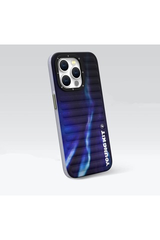 Apple Uyumlu iPhone 15 Pro Kılıf Kuzey Işıkları Desenli Youngkit Aurora Serisi Yeşil