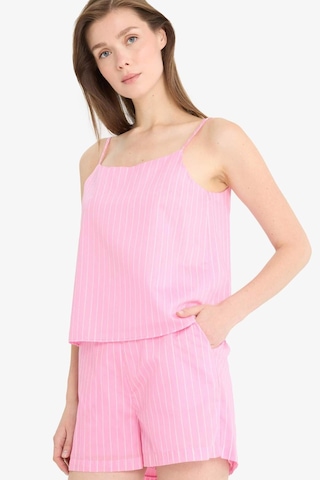 Defacto Afra x DeFacto Regular Fit Kare Yaka Çizgili Modal Askılı Bluz F0397AX25SP Pembe