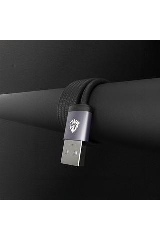 Lenyes Lc537 Usb-a To Type-c Örgü Tasarımlı Hızlı Şarj Özellikli Data Ve Şarj Kablosu 10w 1m Siyah Siyah