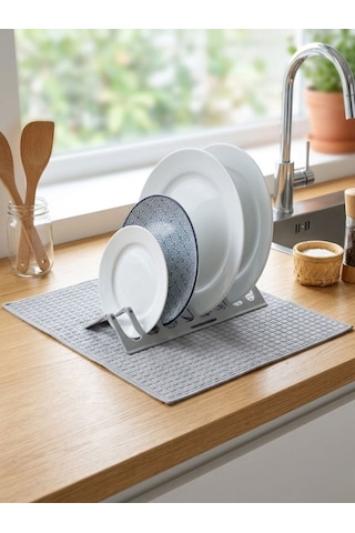 Mucit Home Ultra Emici Tabaklık Standlı Mikrofiber Bulaşık Altlığı Bezi Kurutma Matı 38 49 Cm Karışık