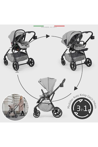 Elele Hera Travel Sistem Bebek Arabası Silver Gri