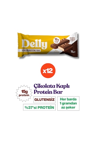 Delly Muz Aromalı Çikolata Kaplı Yüksek Protein Bar 12 x 40 G