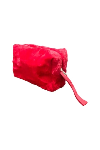 Chic Clutch Seyahat Makyaj Organizeri Kozmetik Çantası Tüy Peluş - 250 Kırmızı