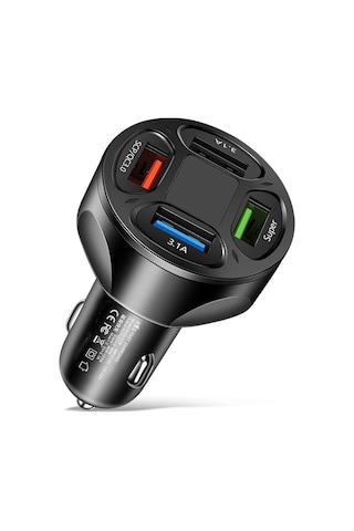 4 Port 100w Hızlı Şarj Qc3.0 Usb Telefon Şarj Adaptörü Arabada Beyaz