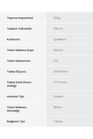 Hts 325 Şeffaf Makaralı Teker Belirtilmemiş