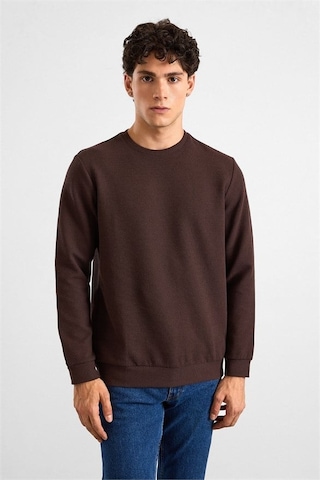 Süvari Koyu Kahve Regular Melanjlı Baskısız Waffle Bisiklet Yaka Cepsiz Düz Sweatshirt Sw2013700027-kh9 Koyu Kahverengi