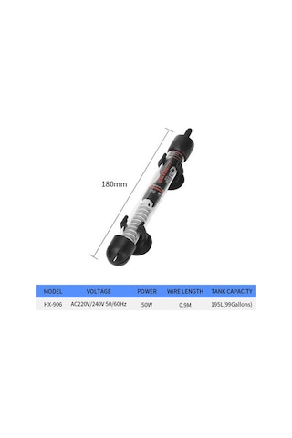 Agoodshop Hx-906 50w Akvaryum Isıtıcı - Kaplumbağa Ve Bitki Isıtıcısı - Otomatik Sabit Sıcaklık Kontrolü - Su Isıtıcısı