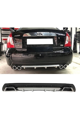 Hyundai Accent Era Gri Difüzör Çiftli Kare Egzoz Görünümlü D Tip Difizör 2006 - 2009