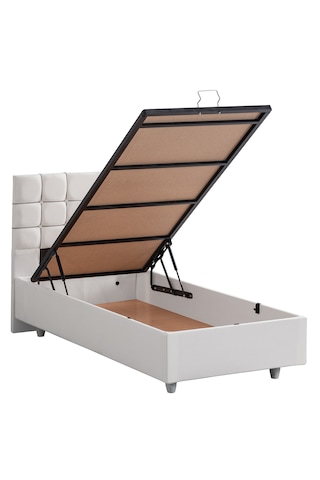Almada Tek Kişilik Baza Başlık Letto Yatak Seti - Beyaz 90 x 190
