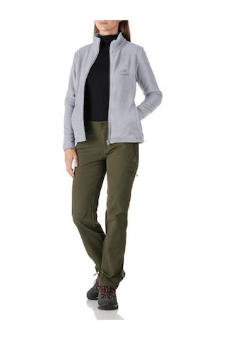 Genıus Store Kadın Tam Fermuarlı Kalın Outdoor Polar Ceket Gri