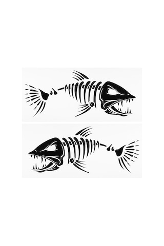 Ximistore9 Balık Kemiği Desenli Vinil Stickerler Çifti - Kolay Uygulama, Transfer Bandı İçeren, Kesimli Sticker 2 Adet