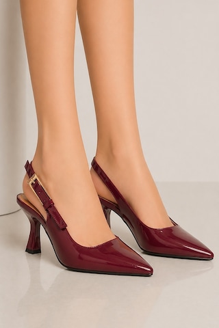 Celira Bluefeet Bordo Sivri Burun Rugan 8 Cm Kadın Topuklu Ayakkabı
