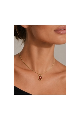 Aura Collection Sienna Gold Oval Doğal Taşlı Çelik Kolye Altın Altın